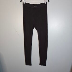 SKIMS Black Ribbed Modal Spandex Long Underwear Bottoms Thermal Leggings Size L